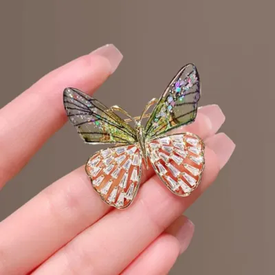 Fashionable Crystal Colorful Butterfly Hijab Brooch/Pin